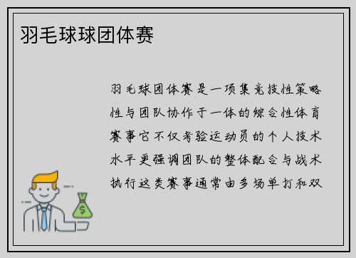 羽毛球球团体赛